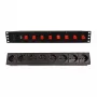 Techly 8 pesaga 19-tolline rack-toitepistik 8 SISSE/VÄLJA lülitiga, 1,5U