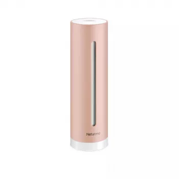 Siseõhukvaliteedi monitor Netatmo Smart Indoor Air Quality Monitor — CO2 0–5000 ppm, temp 0–50 °C, müra, Wi-Fi/Bluetooth, vahelduvvoolutoide, alumiinium, roosakuldne