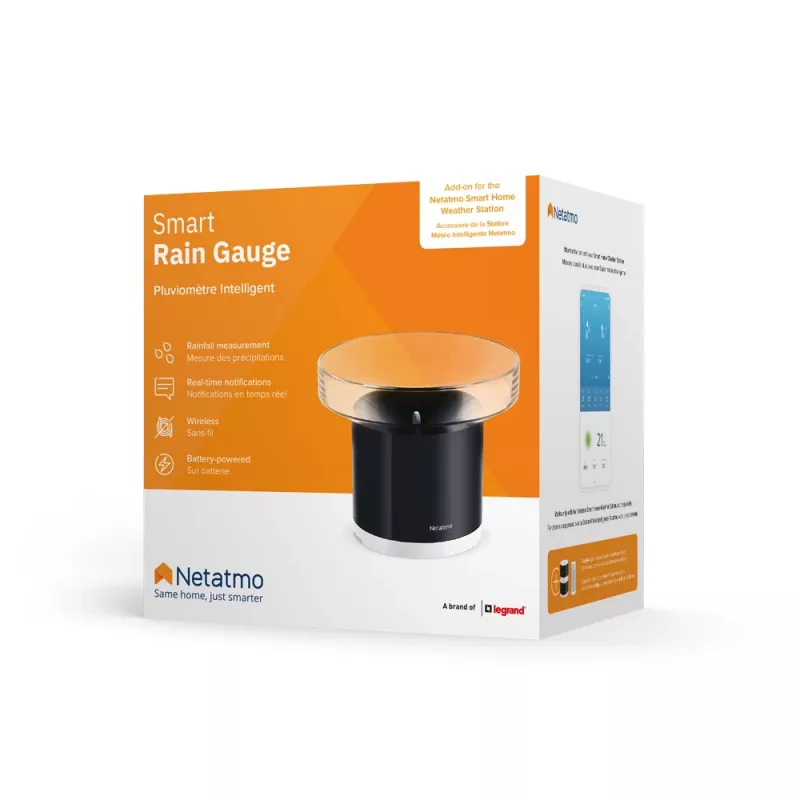 Netatmo Smart Rain Gauge, aku, AAA, 1,5 V, 130 mm, 130 mm, 110 mm