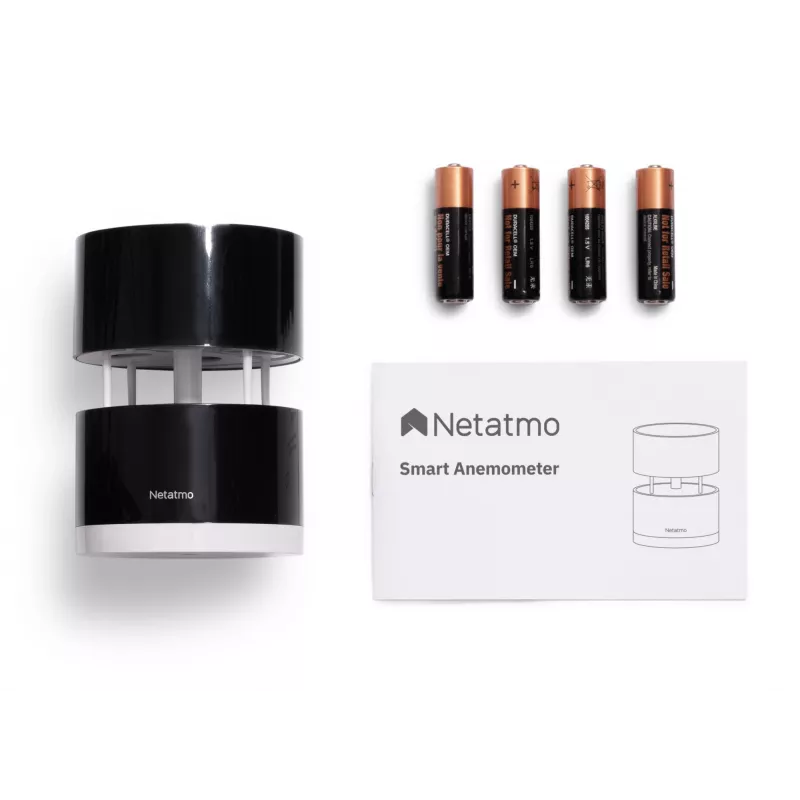 Netatmo Smart Anemomeeter, Tuulekiirus, Juhtmevaba, Wi-Fi, 0 - 45 m/s, 100 m, Must, Läbipaistev