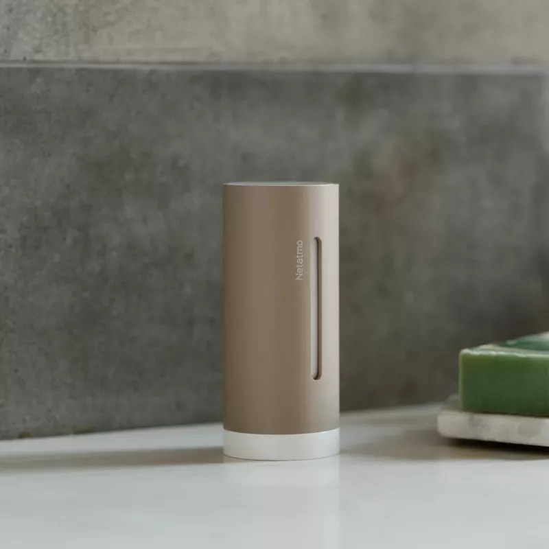Netatmo NIM-S Sand digitaalne ilmajaam — sisetermomeeter, hügromeeter, õhukvaliteet, patareitoitega (AAA)