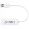 Manhattan USB-A kiire Etherneti adapter, 10/100 Mbps võrk, 480 Mbps (USB 2.0), Hi-Speed USB, RJ45, valge, kolmeaastane garantii