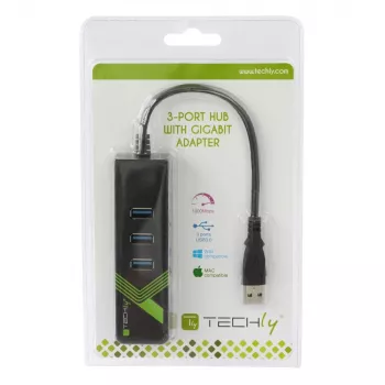 Techly IDATA USB-ETGIGA-3U2 sülearvuti dokk/pordi paljundaja USB 3.2 Gen 1 (3.1 Gen 1) Type-A must