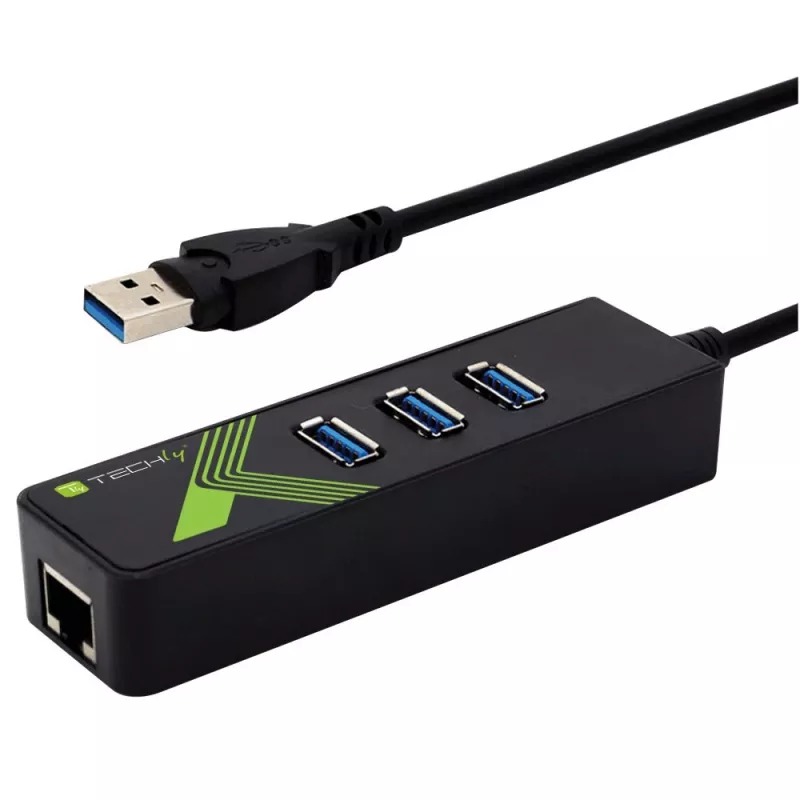 Techly IDATA USB-ETGIGA-3U2 sülearvuti dokk/pordi paljundaja USB 3.2 Gen 1 (3.1 Gen 1) Type-A must