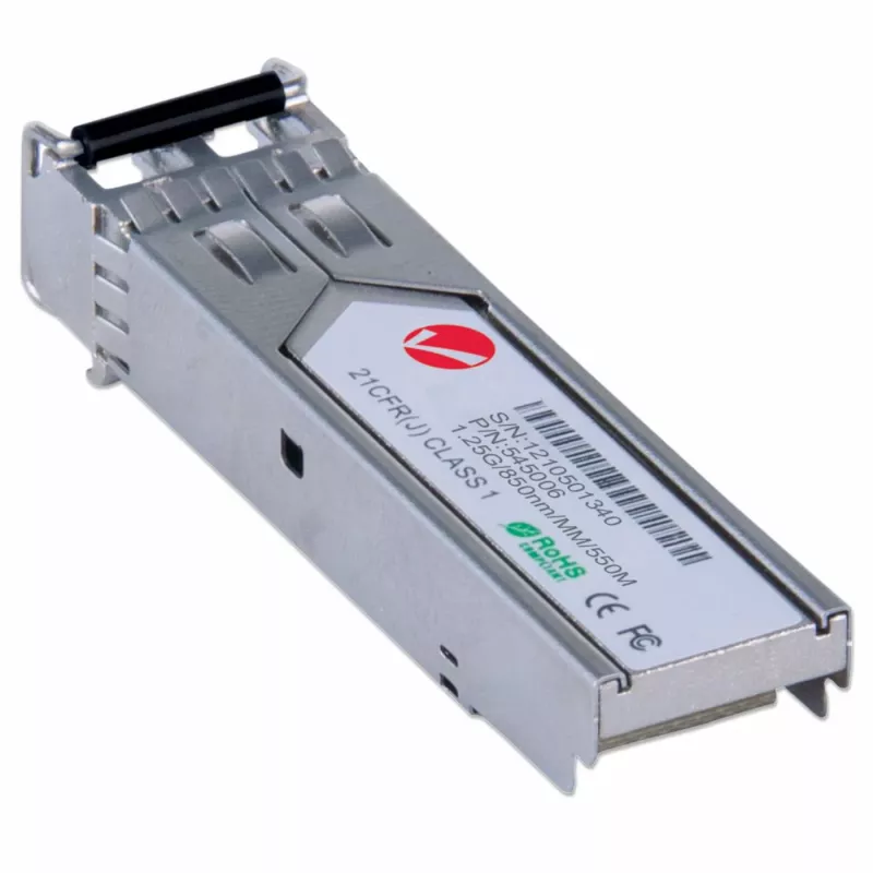 Intellinet transiiver Module Optical, Gigabit Fiber SFP Mini-GBIC, 1000Base-Sx (LC) multi-režiimiport, 550m, lainepikkus 850nm, Ethernet, kiudoptiline, MSA-ühilduv, ekvivalentne Cisco GLC-SX-MM-ga, kolmeaastane garantii