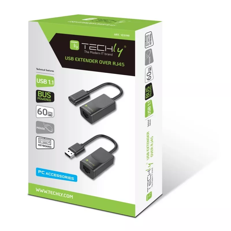 Techly IUSB-EXTENDTY2 kaabel-soo muundur RJ-45 USB 2.0 Type-A Must