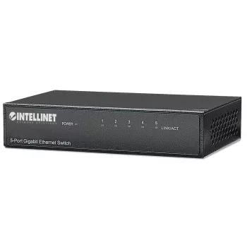 Intellinet 5-pordine Gigabit Ethernet lüliti, lauaarvuti suurus, metallist korpus, IEEE 802.3az (energiasäästlik Ethernet)