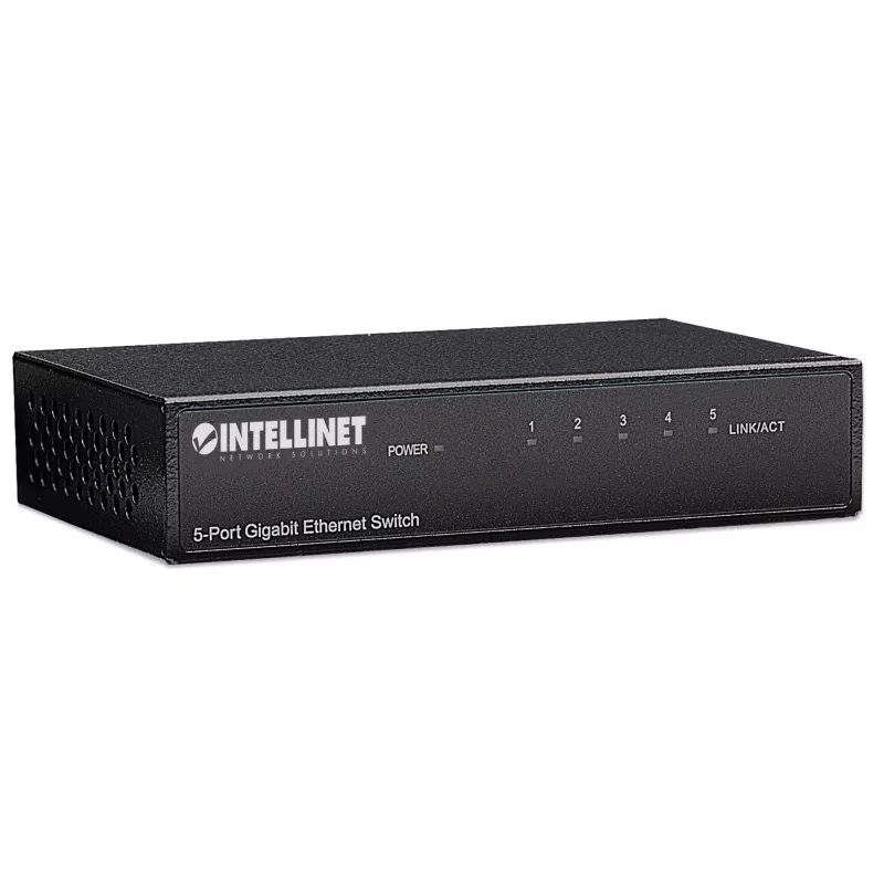Intellinet 5-pordine Gigabit Ethernet lüliti, lauaarvuti suurus, metallist korpus, IEEE 802.3az (energiasäästlik Ethernet)