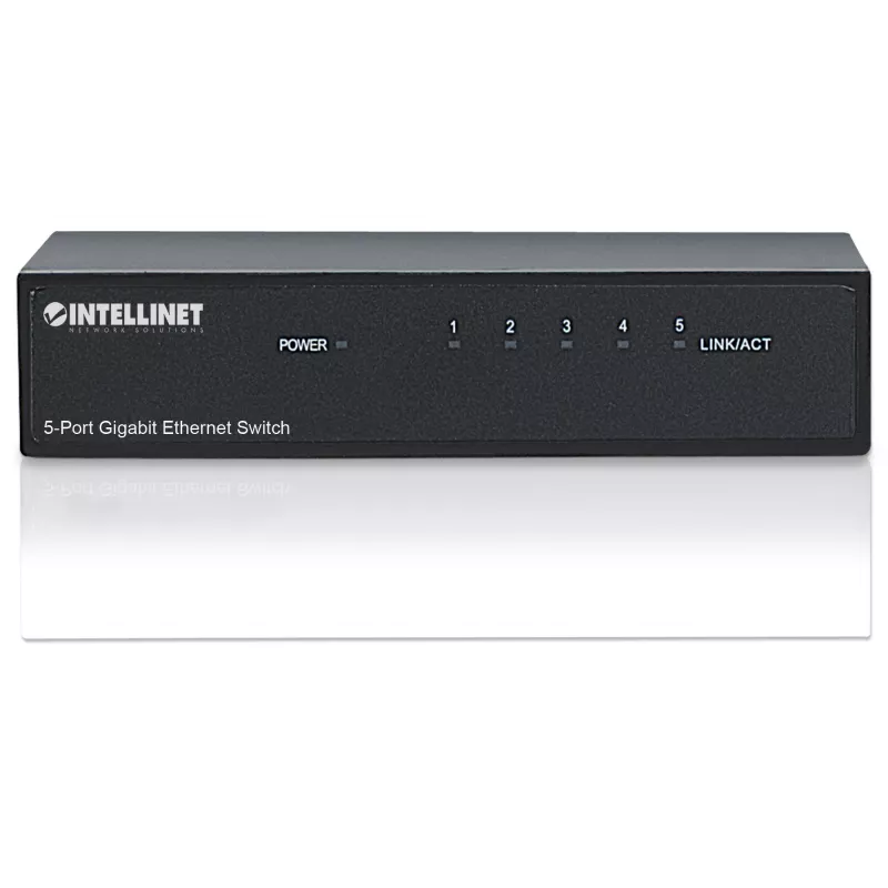 Intellinet 5-pordine Gigabit Ethernet lüliti, lauaarvuti suurus, metallist korpus, IEEE 802.3az (energiasäästlik Ethernet)