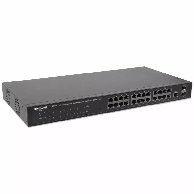 Hallatav lüliti Intellinet 24-pordine gigabit-Ethernet PoE+