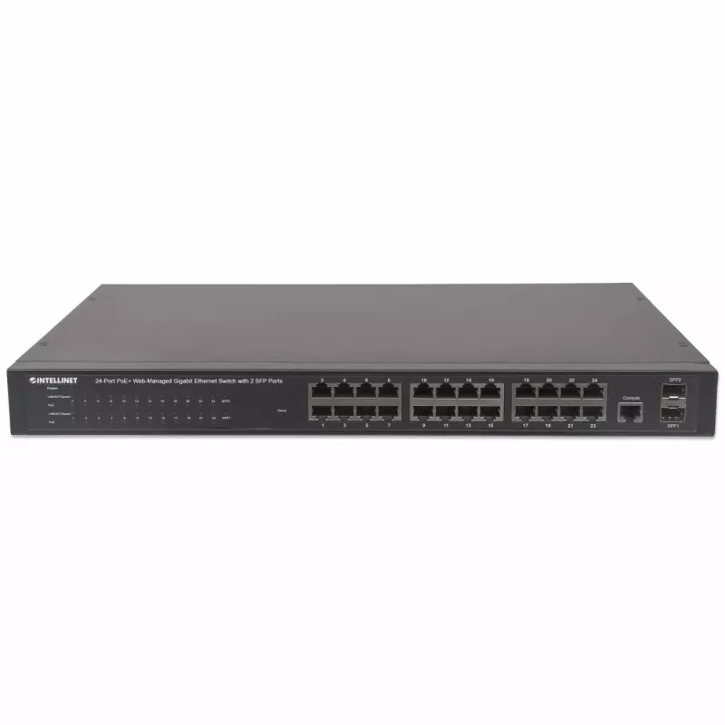 Hallatav lüliti Intellinet 24-pordine gigabit-Ethernet PoE+
