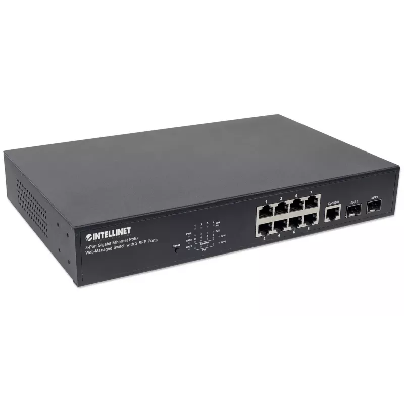 Hallatav kommutaator Intellinet 8-pordine Gigabit Ethernet PoE+ 2 SFP-pordiga