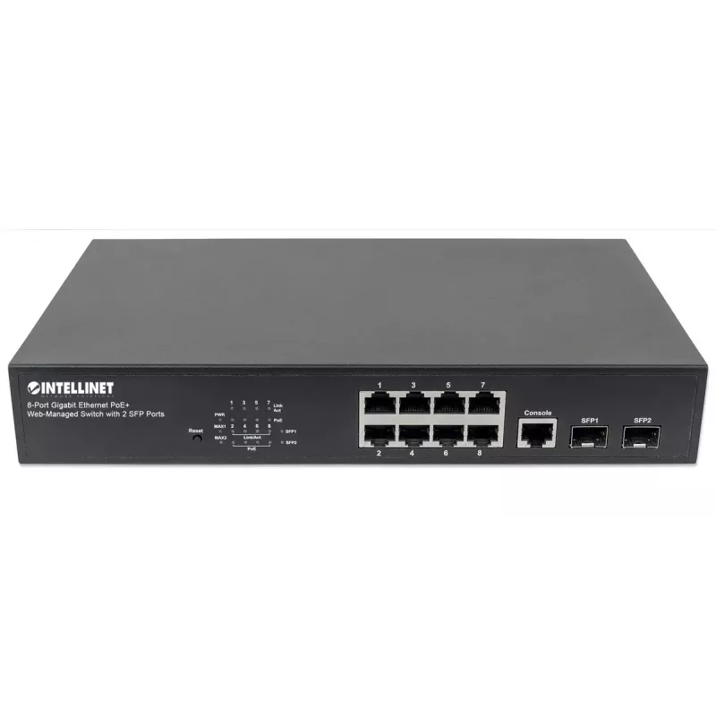 Hallatav kommutaator Intellinet 8-pordine Gigabit Ethernet PoE+ 2 SFP-pordiga