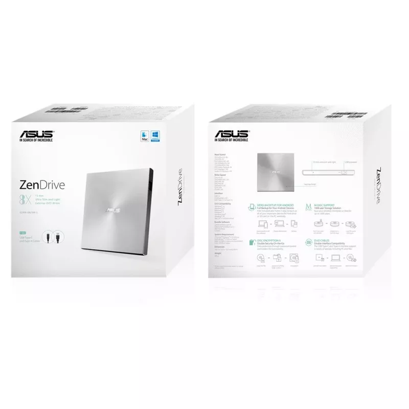 ASUS ZenDrive U9M optiline seade DVD±RW hõbedane