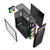 PC case GEMBIRD Fornax 400X Midi Tower Must — ATX, karastatud klaas, RGB ventilaatorid, 4x 2,5 tolli sahtlit, 2x USB 3.0