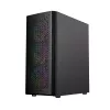 PC case GEMBIRD Fornax 400X Midi Tower Must — ATX, karastatud klaas, RGB ventilaatorid, 4x 2,5 tolli sahtlit, 2x USB 3.0