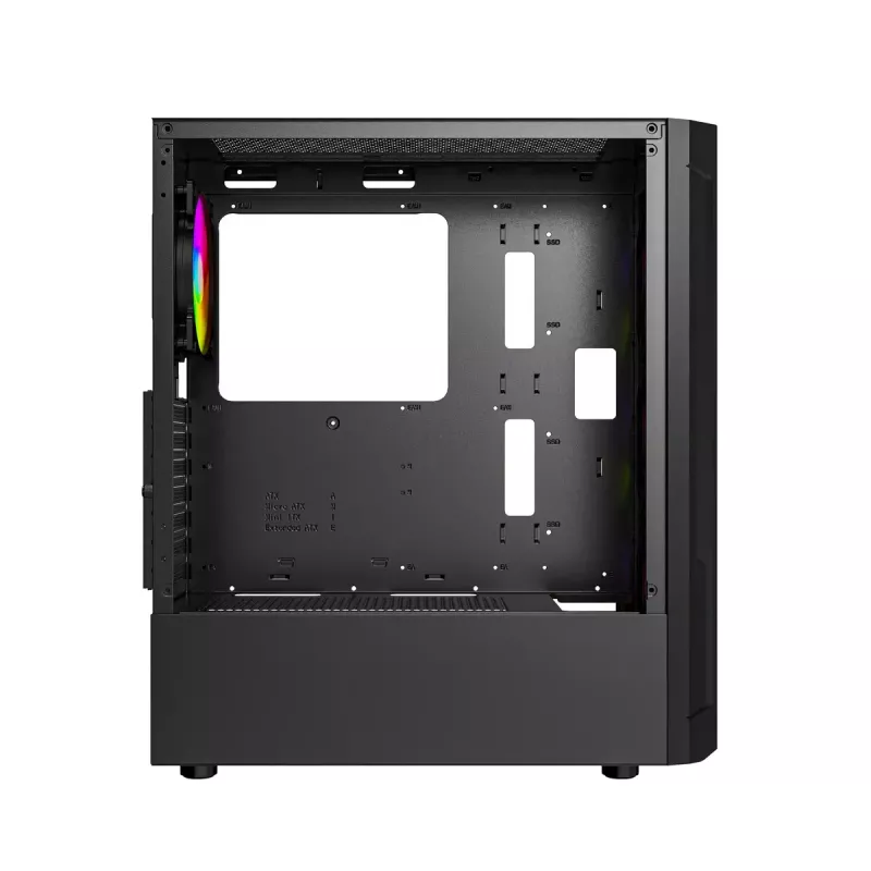PC case GEMBIRD Fornax 400X Midi Tower Must — ATX, karastatud klaas, RGB ventilaatorid, 4x 2,5 tolli sahtlit, 2x USB 3.0