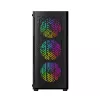 PC case GEMBIRD Fornax 400X Midi Tower Must — ATX, karastatud klaas, RGB ventilaatorid, 4x 2,5 tolli sahtlit, 2x USB 3.0