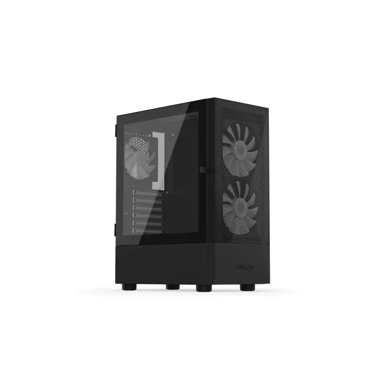 PC korpus KRUX VAKO KRX0132 ATX must — karastatud klaas, RGB, toetab Mini-ATX, GPU kuni 31 cm, protsessori jahuti kuni 15,9 cm