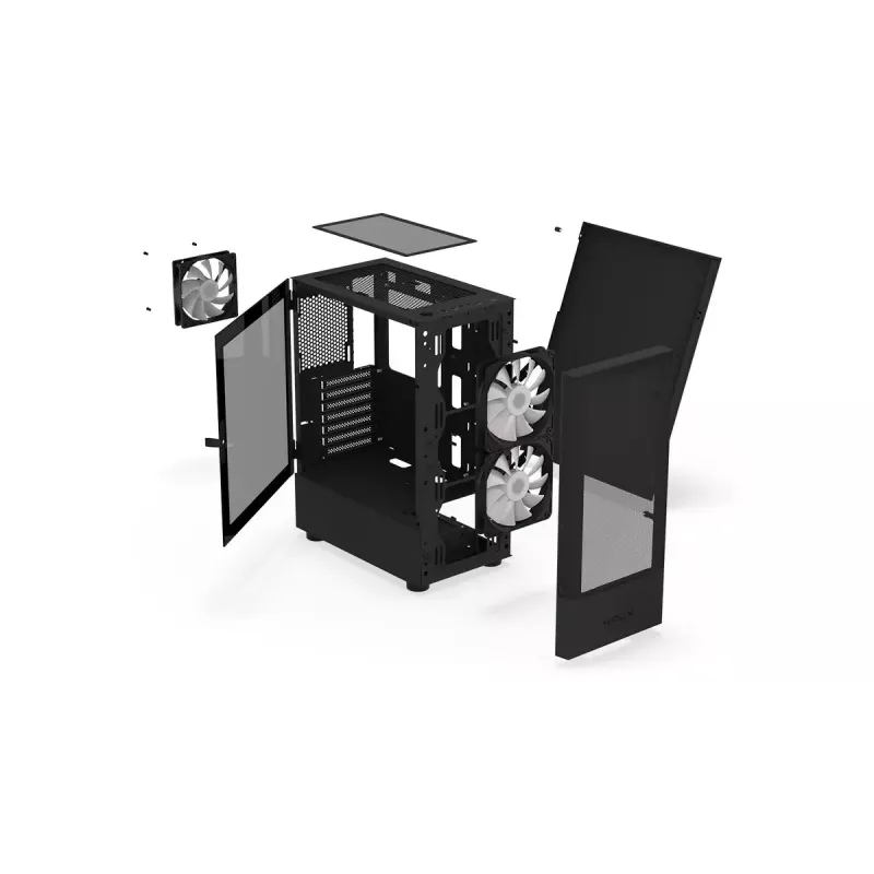 PC korpus KRUX VAKO KRX0132 ATX must — karastatud klaas, RGB, toetab Mini-ATX, GPU kuni 31 cm, protsessori jahuti kuni 15,9 cm