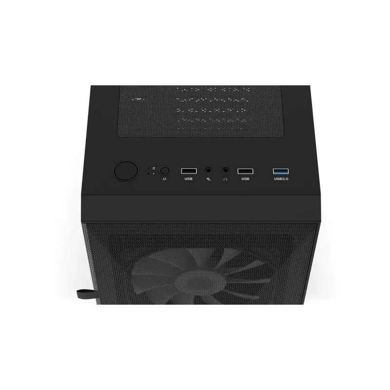 PC korpus KRUX VAKO KRX0132 ATX must — karastatud klaas, RGB, toetab Mini-ATX, GPU kuni 31 cm, protsessori jahuti kuni 15,9 cm