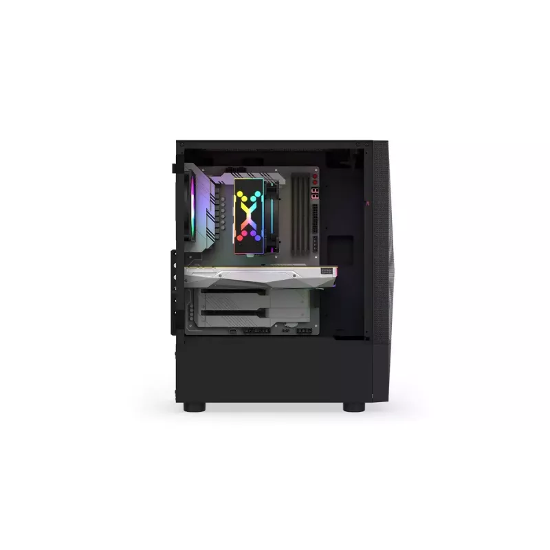 PC korpus KRUX VAKO KRX0132 ATX must — karastatud klaas, RGB, toetab Mini-ATX, GPU kuni 31 cm, protsessori jahuti kuni 15,9 cm