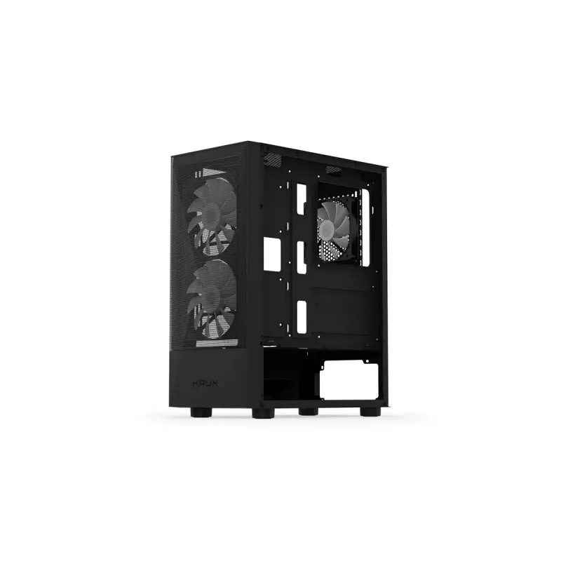 PC korpus KRUX VAKO KRX0132 ATX must — karastatud klaas, RGB, toetab Mini-ATX, GPU kuni 31 cm, protsessori jahuti kuni 15,9 cm