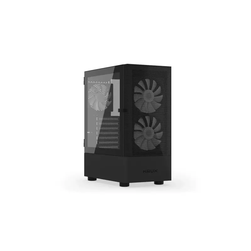 PC korpus KRUX VAKO KRX0132 ATX must — karastatud klaas, RGB, toetab Mini-ATX, GPU kuni 31 cm, protsessori jahuti kuni 15,9 cm