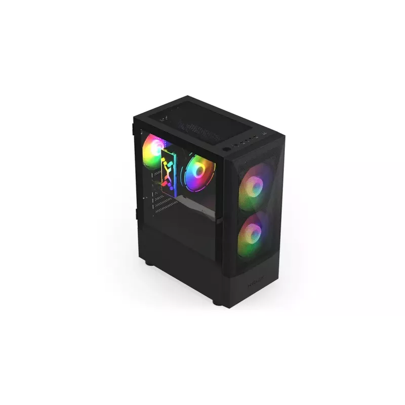 PC korpus KRUX VAKO KRX0132 ATX must — karastatud klaas, RGB, toetab Mini-ATX, GPU kuni 31 cm, protsessori jahuti kuni 15,9 cm