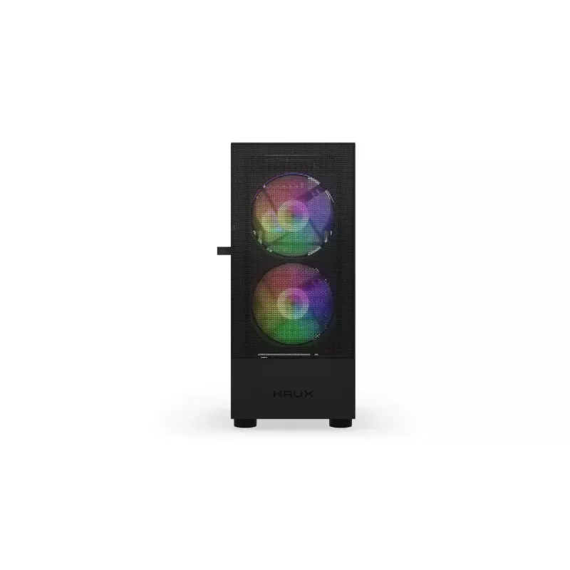 PC korpus KRUX VAKO KRX0132 ATX must — karastatud klaas, RGB, toetab Mini-ATX, GPU kuni 31 cm, protsessori jahuti kuni 15,9 cm