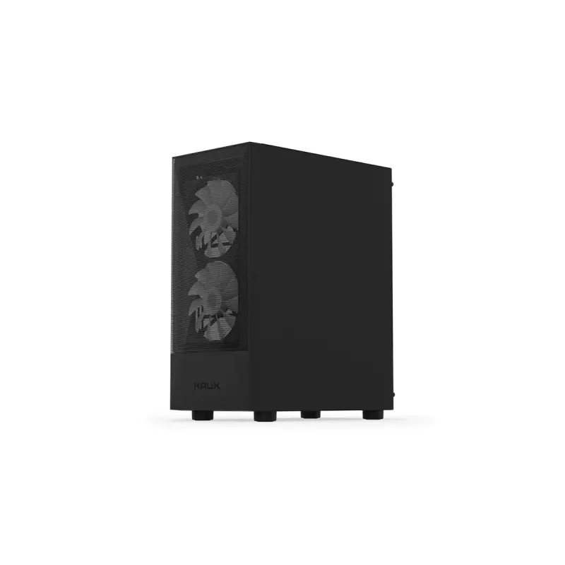 PC korpus KRUX VAKO KRX0132 ATX must — karastatud klaas, RGB, toetab Mini-ATX, GPU kuni 31 cm, protsessori jahuti kuni 15,9 cm