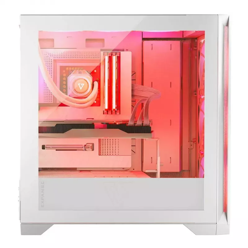 PC-korpus MODECOM VOLCANO EXPANSE S APEX ARGB Midi Tower Valge — karastatud klaas, ARGB, toetab micro ATX, GPU kuni 430 mm
