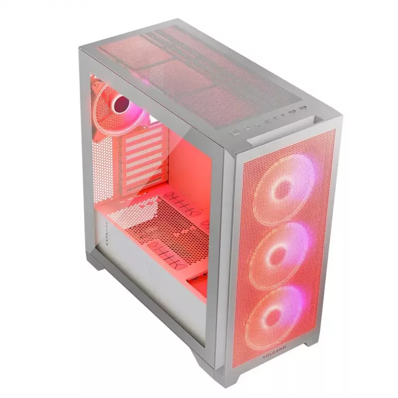 PC-korpus MODECOM VOLCANO EXPANSE S APEX ARGB Midi Tower Valge — karastatud klaas, ARGB, toetab micro ATX, GPU kuni 430 mm