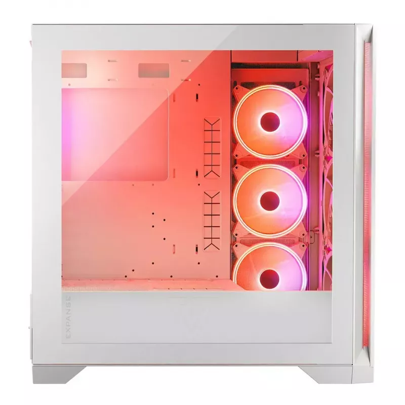 PC-korpus MODECOM VOLCANO EXPANSE S APEX ARGB Midi Tower Valge — karastatud klaas, ARGB, toetab micro ATX, GPU kuni 430 mm