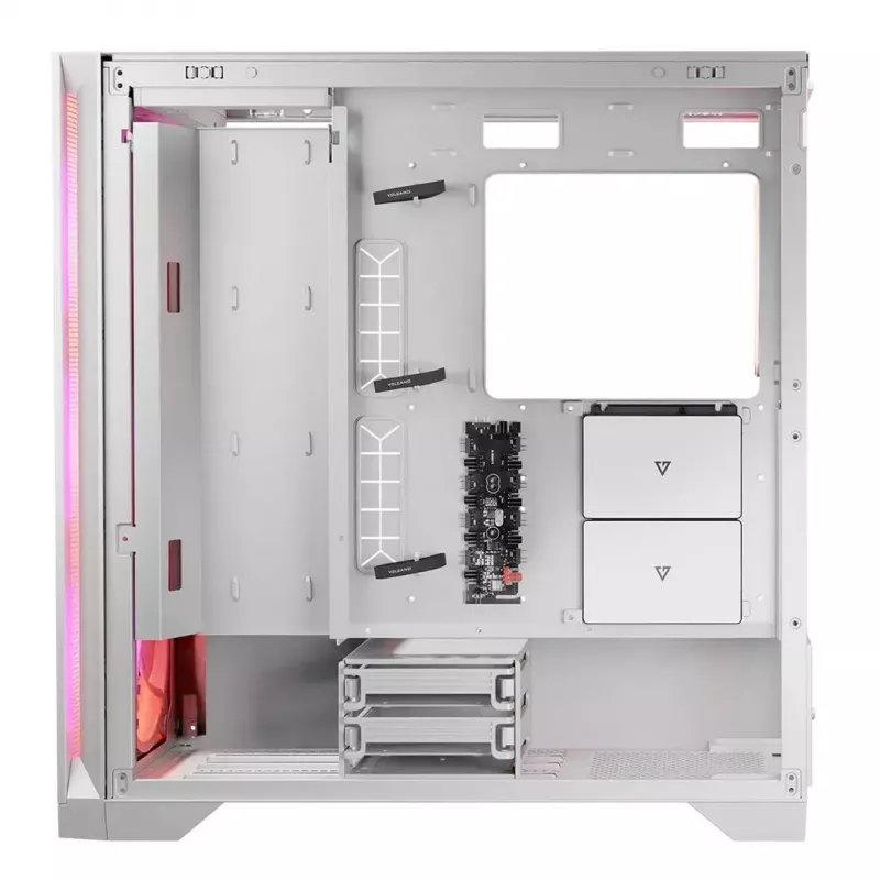 PC-korpus MODECOM VOLCANO EXPANSE S APEX ARGB Midi Tower Valge — karastatud klaas, ARGB, toetab micro ATX, GPU kuni 430 mm