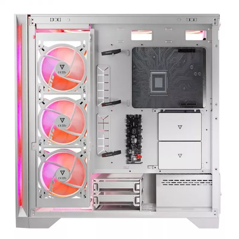 PC-korpus MODECOM VOLCANO EXPANSE S APEX ARGB Midi Tower Valge — karastatud klaas, ARGB, toetab micro ATX, GPU kuni 430 mm