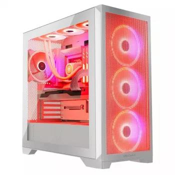 PC-korpus MODECOM VOLCANO EXPANSE S APEX ARGB Midi Tower Valge — karastatud klaas, ARGB, toetab micro ATX, GPU kuni 430 mm