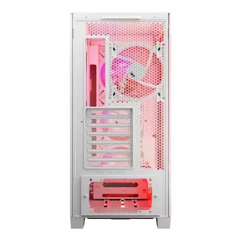 PC korpus MODECOM VOLCANO EXPANSE T APEX ARGB MIDI valge — karastatud klaas, ARGB, USB-C, toetab mikro-ATX, GPU kuni 430 mm