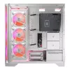PC korpus MODECOM VOLCANO EXPANSE T APEX ARGB MIDI valge — karastatud klaas, ARGB, USB-C, toetab mikro-ATX, GPU kuni 430 mm