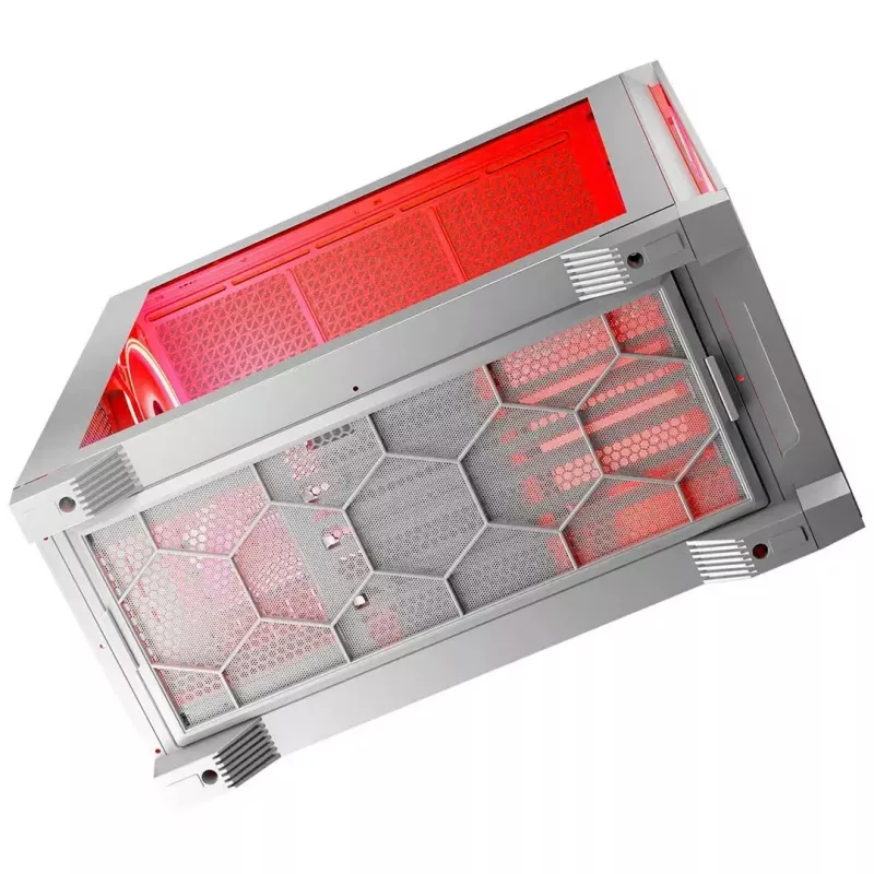 PC korpus MODECOM VOLCANO EXPANSE T APEX ARGB MIDI valge — karastatud klaas, ARGB, USB-C, toetab mikro-ATX, GPU kuni 430 mm