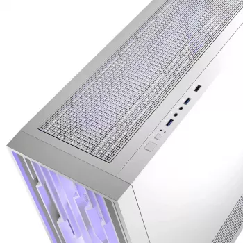 PC korpus MODECOM Volcano Perun Apex ARGB valge — Midi Tower, karastatud klaas, ARGB, USB-C, toetab micro ATX, GPU kuni 39 cm