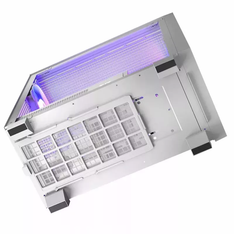 PC korpus MODECOM Volcano Perun Apex ARGB valge — Midi Tower, karastatud klaas, ARGB, USB-C, toetab micro ATX, GPU kuni 39 cm