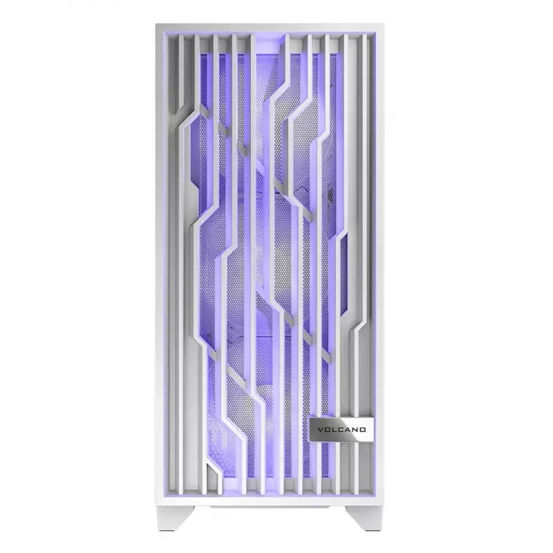 PC korpus MODECOM Volcano Perun Apex ARGB valge — Midi Tower, karastatud klaas, ARGB, USB-C, toetab micro ATX, GPU kuni 39 cm