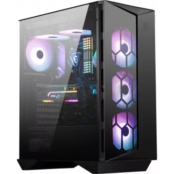 MSI MPG GUNGNIR 110R mid-torni mänguri arvutikorpus must, USB 3.2 Gen2 Type C, 4x 120mm ARGB ventilaator, Mystic Light Sync, 1 kuni 6 ARGB juhtpaneel, 2x karastatud klaaspaneeli, ATX, mATX, mini-ITX
