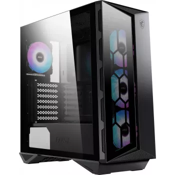 MSI MPG GUNGNIR 110R mid-torni mänguri arvutikorpus must, USB 3.2 Gen2 Type C, 4x 120mm ARGB ventilaator, Mystic Light Sync, 1 kuni 6 ARGB juhtpaneel, 2x karastatud klaaspaneeli, ATX, mATX, mini-ITX