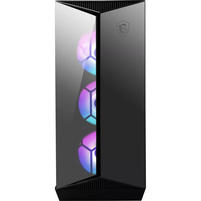 MSI MPG GUNGNIR 110R mid-torni mänguri arvutikorpus must, USB 3.2 Gen2 Type C, 4x 120mm ARGB ventilaator, Mystic Light Sync, 1 kuni 6 ARGB juhtpaneel, 2x karastatud klaaspaneeli, ATX, mATX, mini-ITX