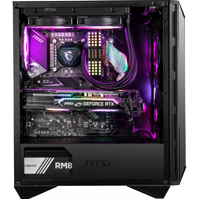 MSI MPG GUNGNIR 110R mid-torni mänguri arvutikorpus must, USB 3.2 Gen2 Type C, 4x 120mm ARGB ventilaator, Mystic Light Sync, 1 kuni 6 ARGB juhtpaneel, 2x karastatud klaaspaneeli, ATX, mATX, mini-ITX