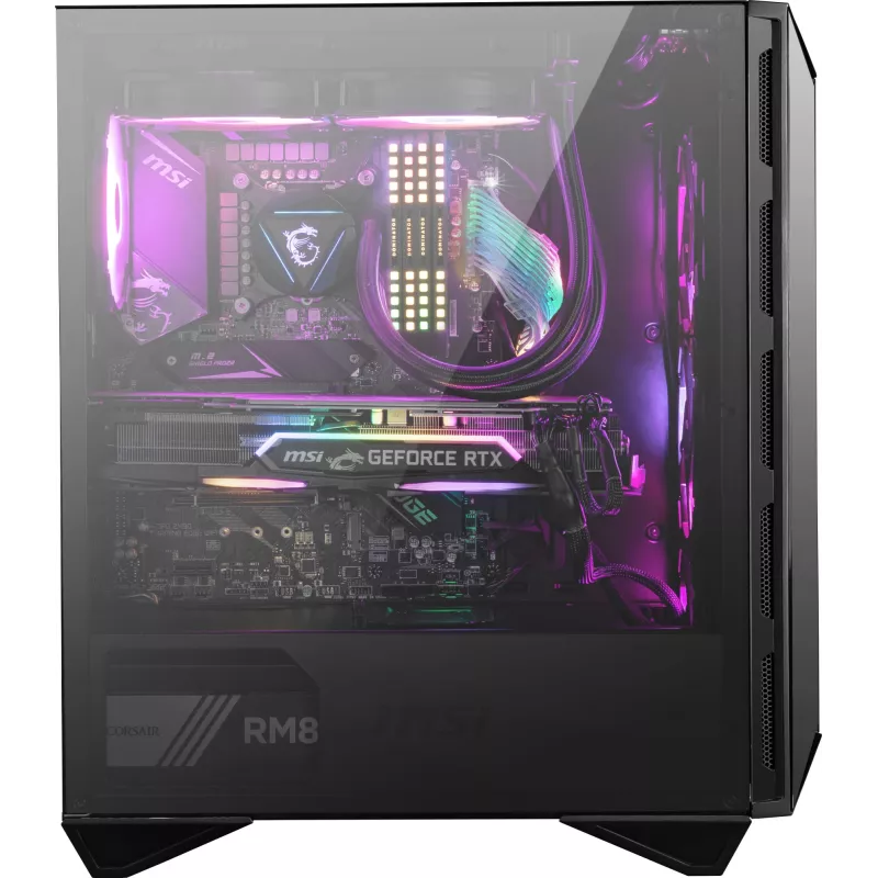 MSI MPG GUNGNIR 110R mid-torni mänguri arvutikorpus must, USB 3.2 Gen2 Type C, 4x 120mm ARGB ventilaator, Mystic Light Sync, 1 kuni 6 ARGB juhtpaneel, 2x karastatud klaaspaneeli, ATX, mATX, mini-ITX