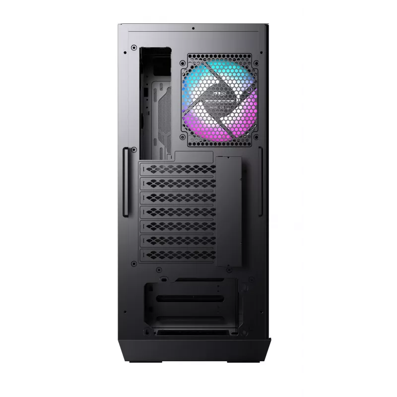 MSI MPG GUNGNIR 110R mid-torni mänguri arvutikorpus must, USB 3.2 Gen2 Type C, 4x 120mm ARGB ventilaator, Mystic Light Sync, 1 kuni 6 ARGB juhtpaneel, 2x karastatud klaaspaneeli, ATX, mATX, mini-ITX