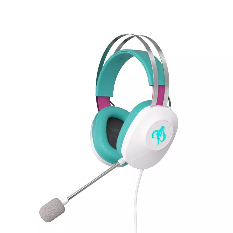 ASUS TUF Gaming H1 Gen II Hatsune Miku Edition peakomplekt Juhtmega ühendatav Peakomplekti kinnituse tüüp USB Type-A Roosa, Türkiissinine, Valge